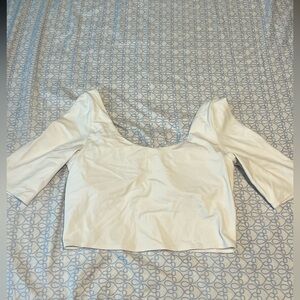 Athleta White Scoop-Neck Crop Top